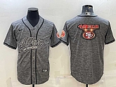 Men's San Francisco 49ers Grey Team Big Logo With Patch Cool Base Stitched Baseball Jersey,baseball caps,new era cap wholesale,wholesale hats